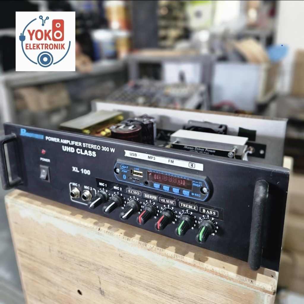 Power Amplifier Rumahan 10A Bostech Mp3 Bluetooth + 2 mic rakitan (YOKO ELEKTRONIK) Trafo 10 Ampere 