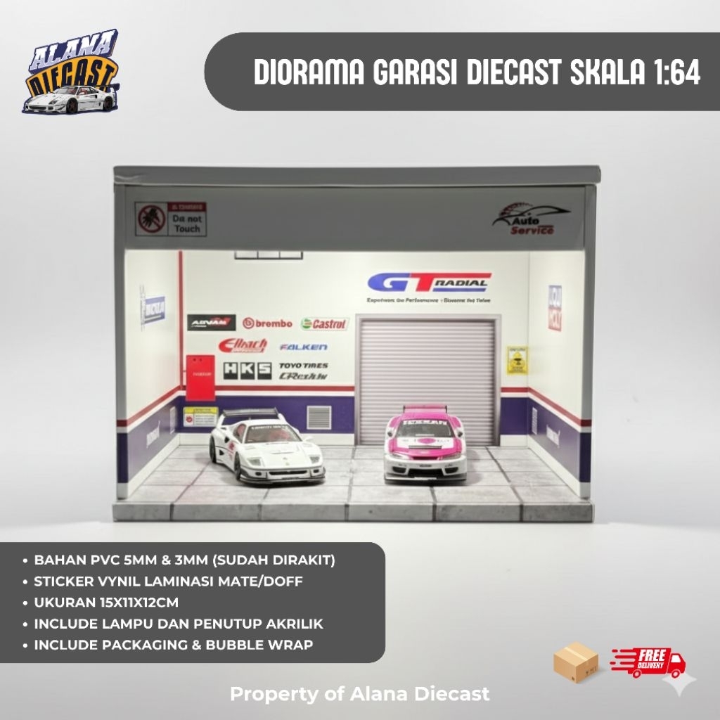 Diorama garasi hotwheels mini GT skala 64