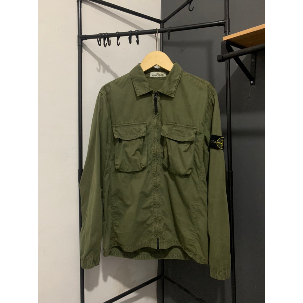 STONE ISLAND OVERSHIRT OLIVE 100% ORIGINAL