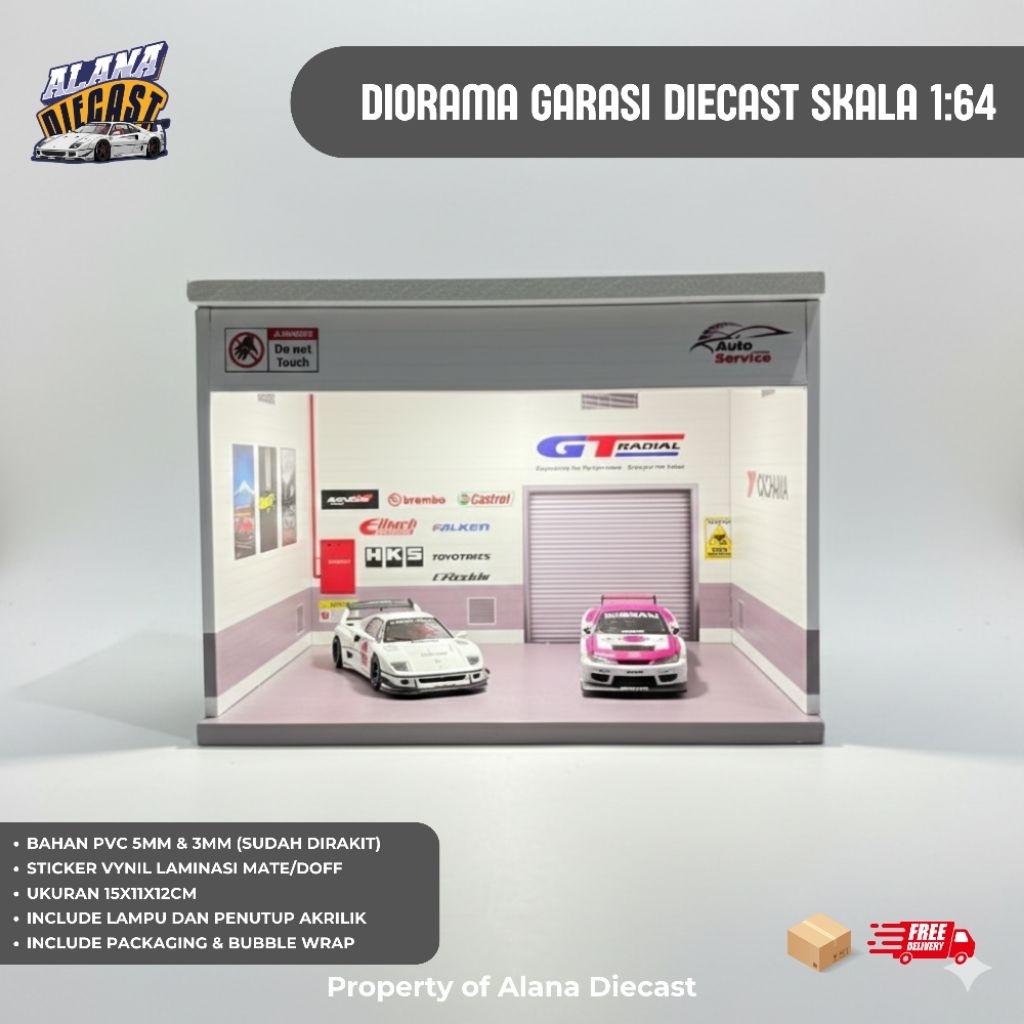 Diorama Garasi Hotwheels Mini GT Miniscale Tema JDM