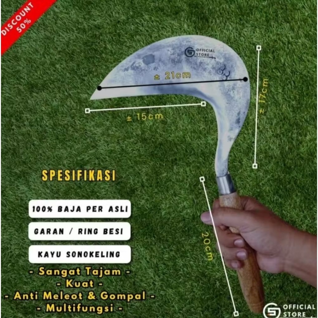 Arit Rumput Super Tajam Asli Baja Berkualitas Siap Pakai