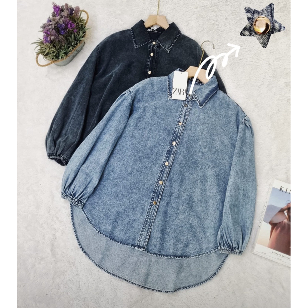 SABRINA - KEMEJA ZARA - KEMEJA JEANS - ATASAN WANITA BAHAN JEANS