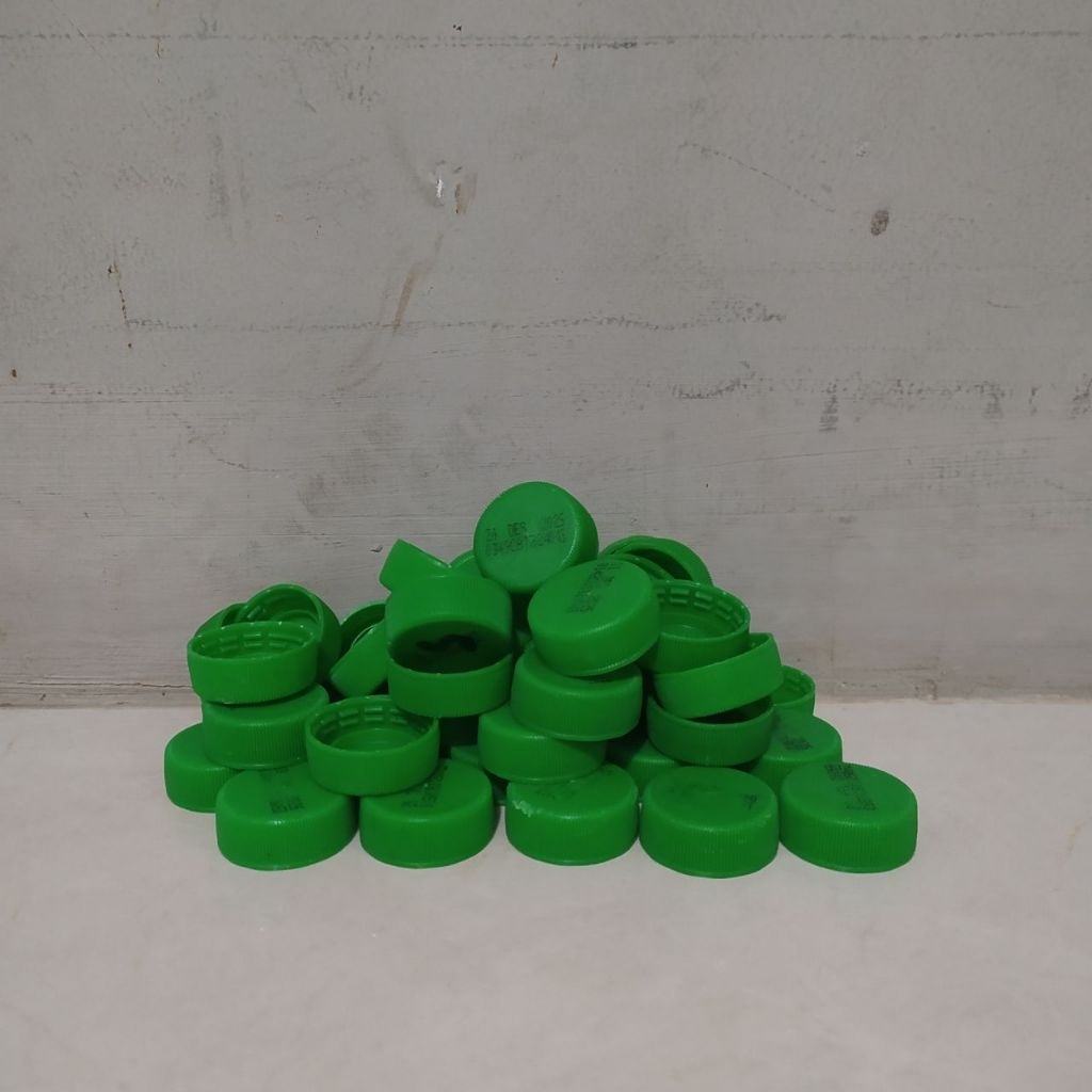 40pcs Tutup Botol Plastik Warna Hijau Polos Bekas Bersih
