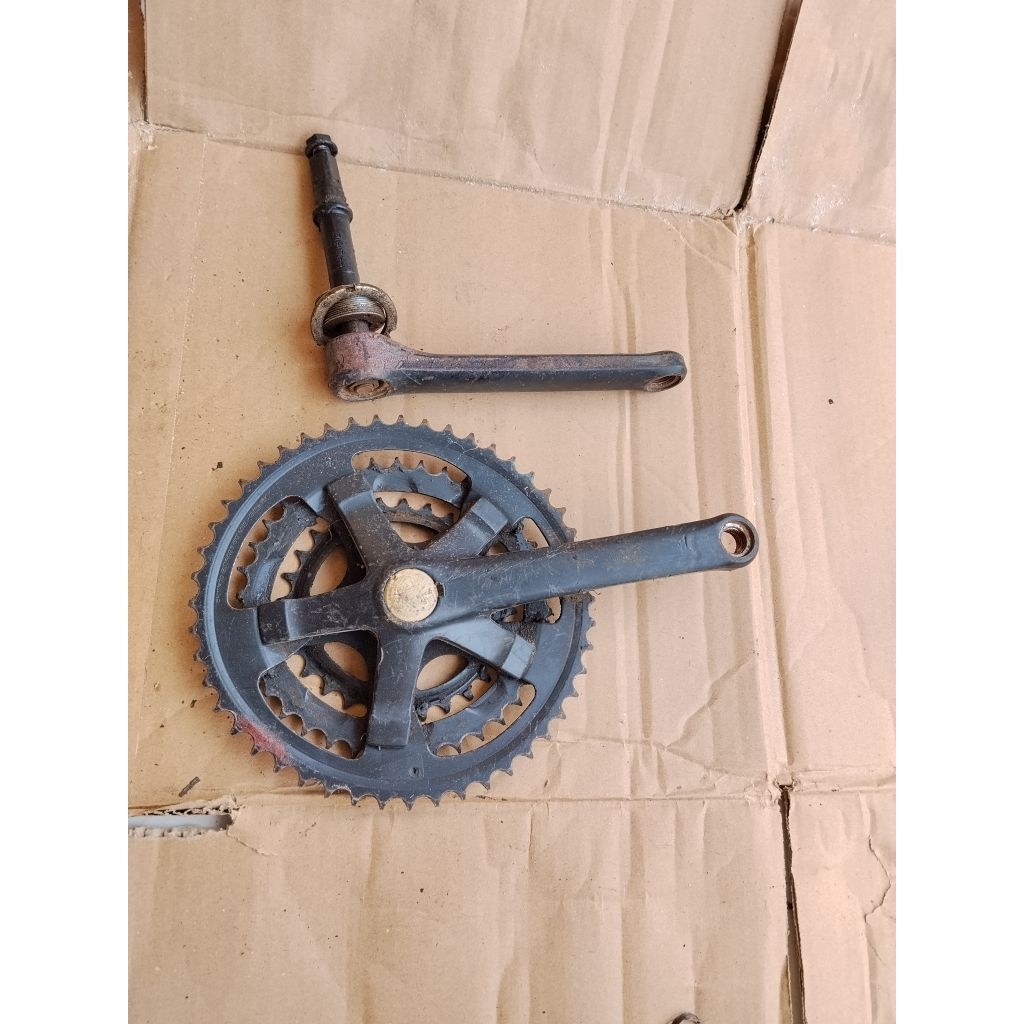 CRANK SEPEDA MTB JADUL 3 SPEED 28-38-48T SHIMANO BIOPACE FC-TY70 JAPAN VIA OVAL