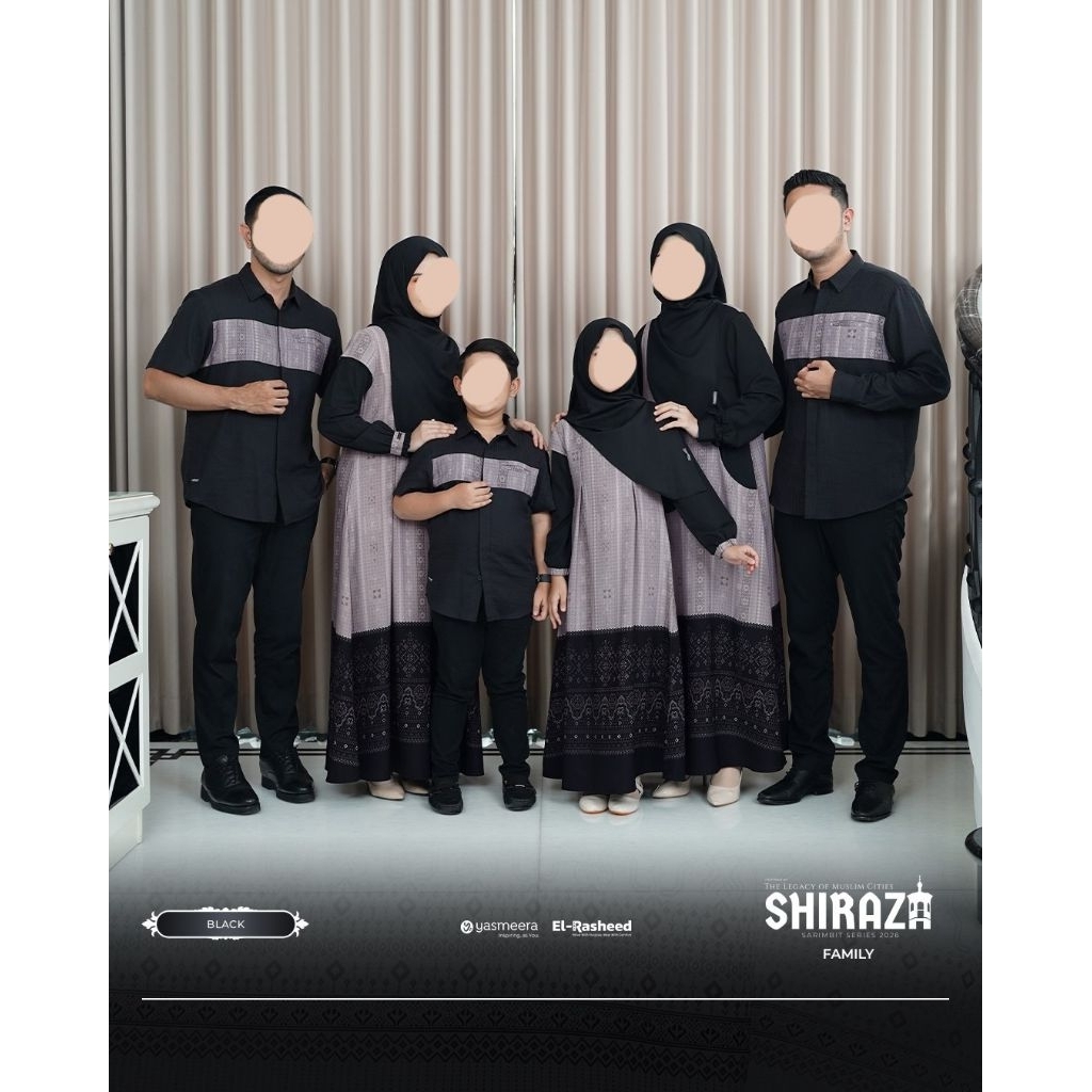 Yasmeera - Shiraza | Black | Sarimbit 2026 Baju Lebaran Keluarga idul Fitri Idul Adha