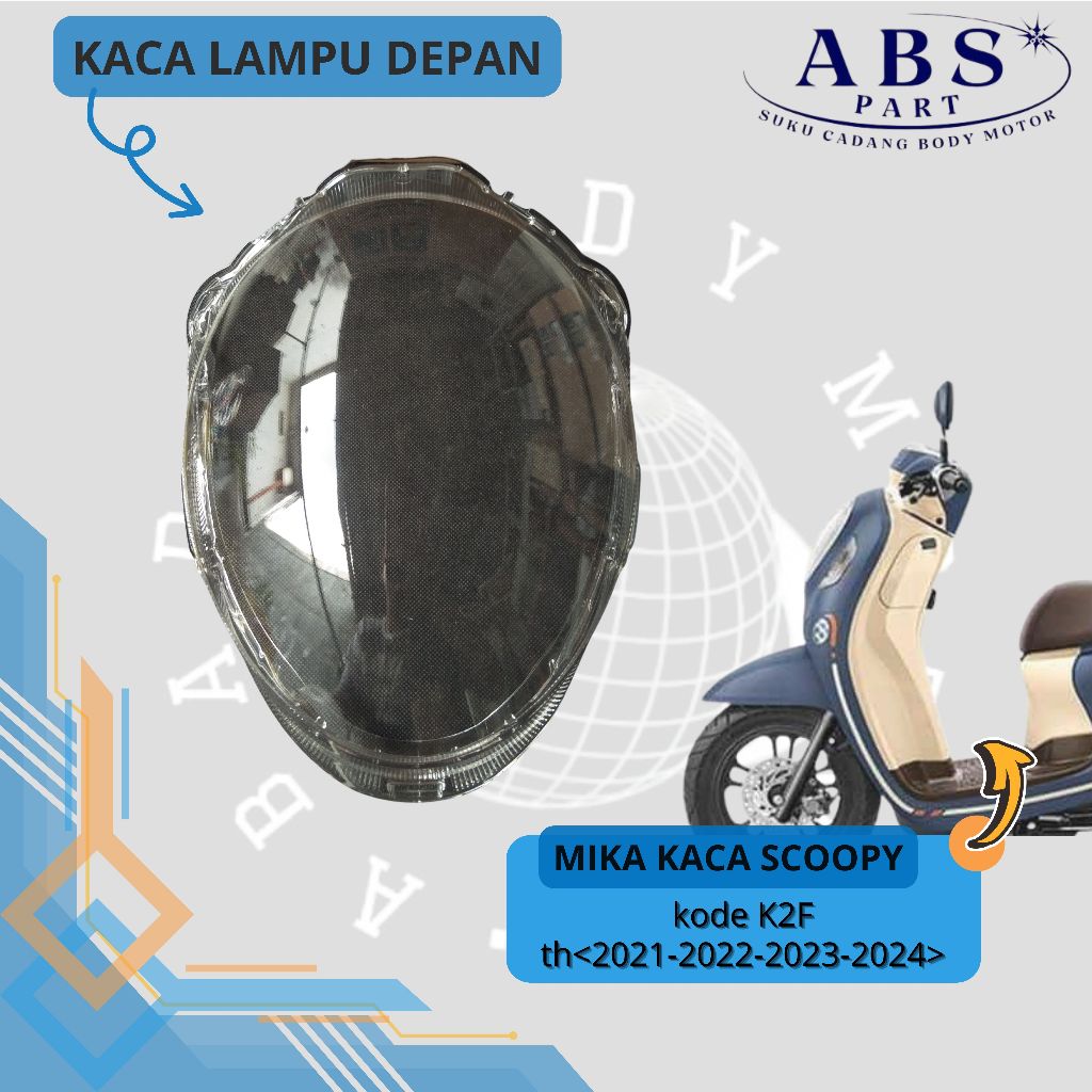 Mika kaca lampu depan scoopy 2021-2023 K2F mika lampu depan reflektor scoopy K2F