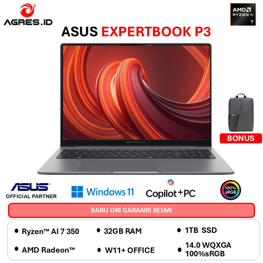 ASUS EXPERTBOOK P3 PM3406CKA AMD RYZEN AI 7 350 - RAM 32GB 1TB W11+OHS 14.0WQXGA -NZ7310WS