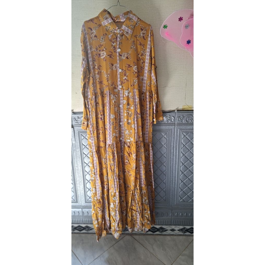 gamis extu bunga kuning