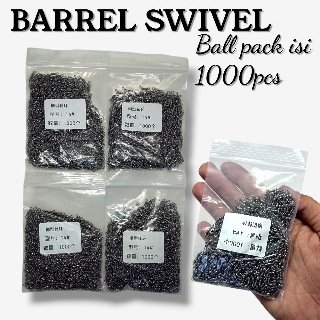 Barrel Swivel kili-kili pancing Curah ball pack isi 1000pcs murah
