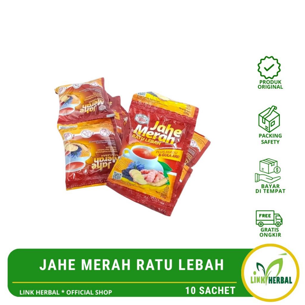 Jahe Merah Ratu Lebah 10 Sachet | Jahe Merah Plus Madu & Gula Aren