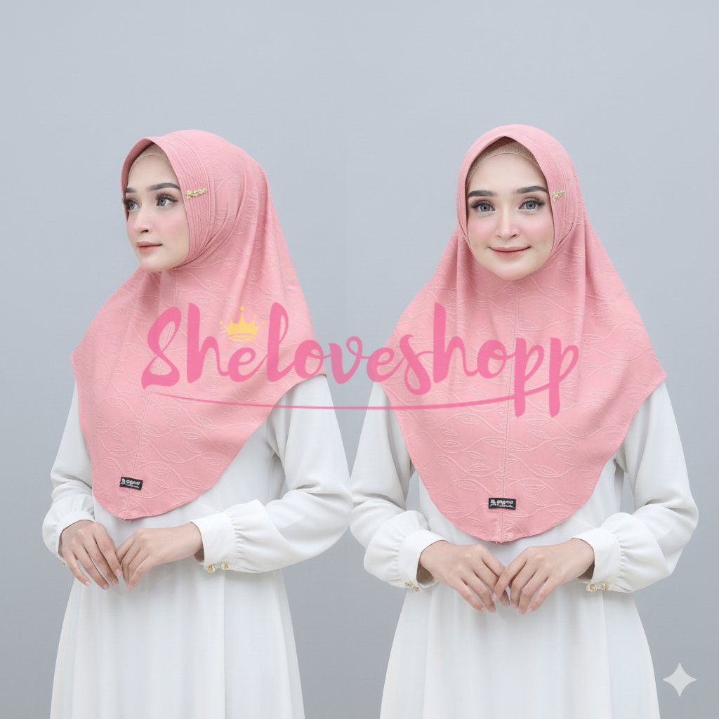 HIJAB KHIMAR ATAYA MOTIF DAUN ORIGINAL ALFAJRIL JILBAB AL FAJRIL EMBOSS KERUDUNG BERGO MOTIF DAUN KI