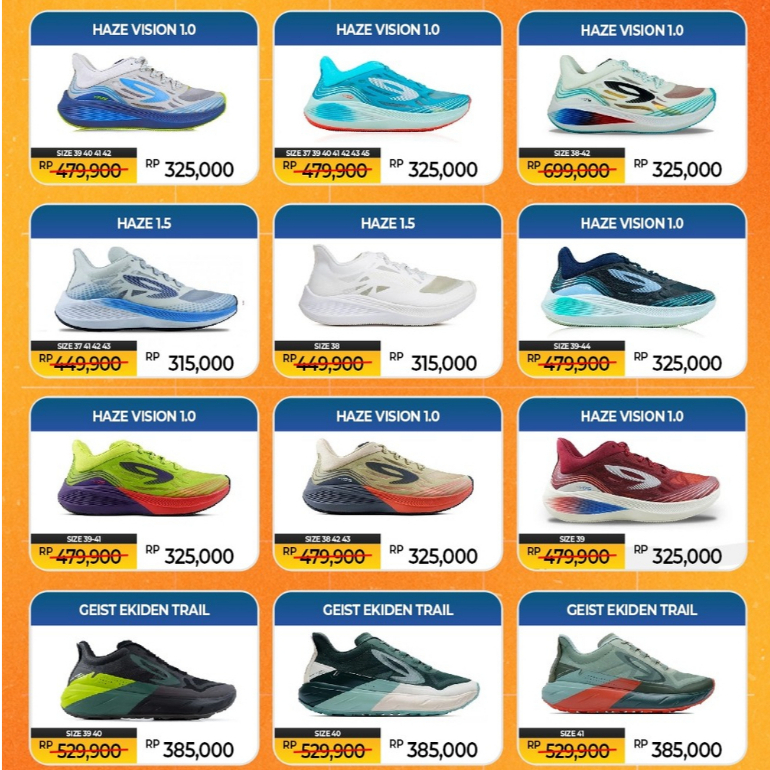 SEPATU RUNNING NINETEN DISKON AKHIR TAHUN - HAZE VISION - HAZE 1.5 - GEIST EKIDEN TRAIL