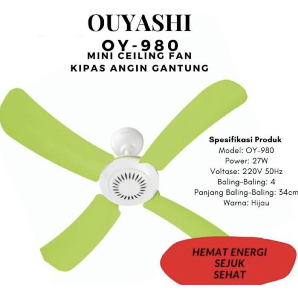 CEILING FAN HELIFAN KIPAS ANGIN GANTUNG JUMBO BESAR OUYASHI OY-980 27 watt KENCANG AWET BERKUALITAS