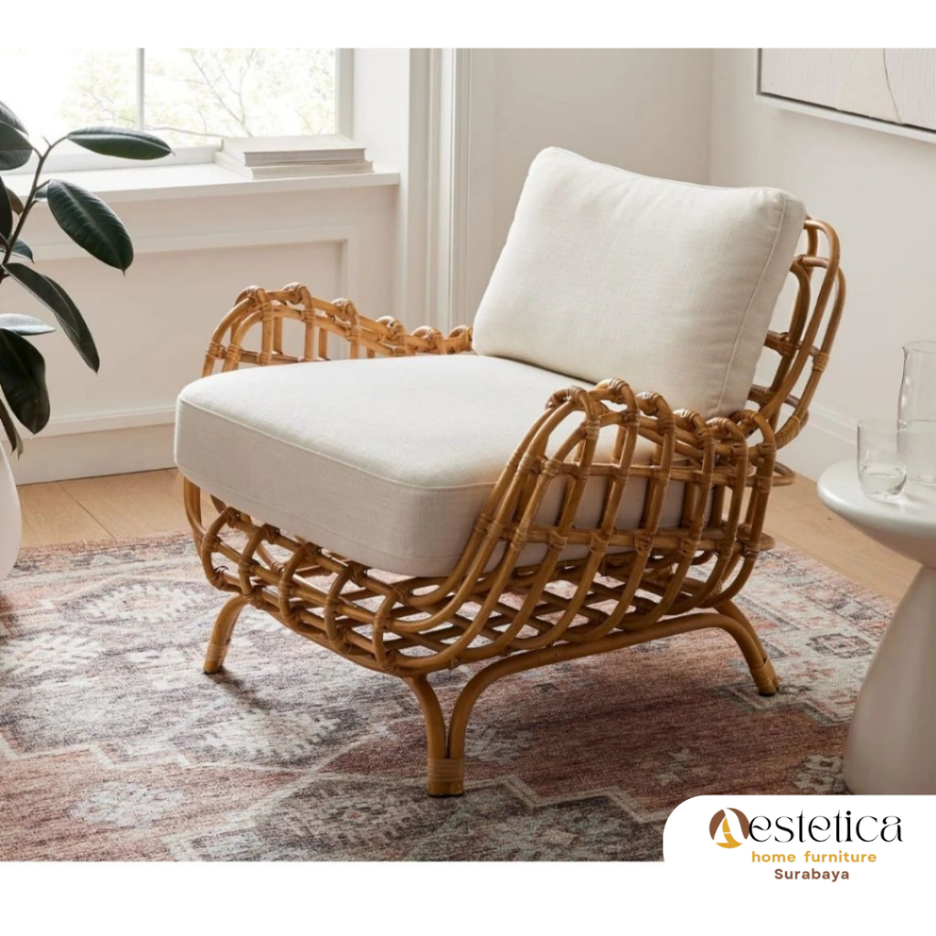 KURSI ROTAN / SOFA ROTAN / RATTAN LOUNGE CHAIR / RATTAN ARM CHAIR By Aestetica Furniture Surabaya
