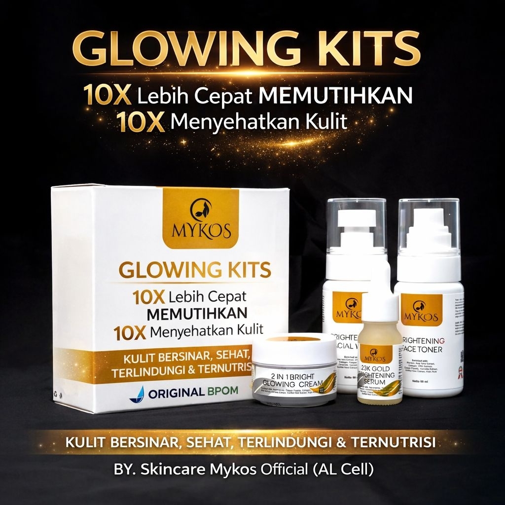 Skincare 1 Set Lengkap Glowing 4in1 Original BPOM – Serum 23K Gold DNA Salmon Mencerahkan & Memutihk