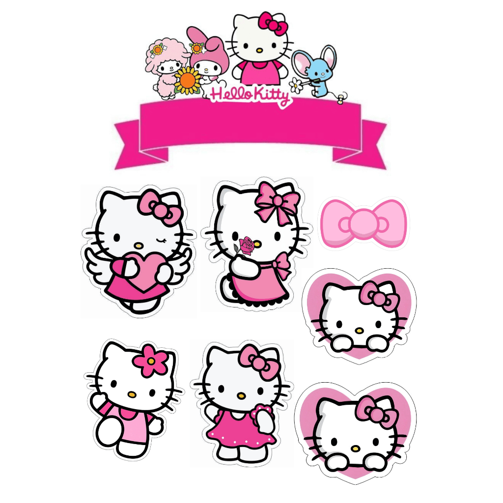 P2 TOPPER HELLO KITTY  EKONOMIS,FREE CUSTOM NAMA,TOPPER MURAH BAGUS