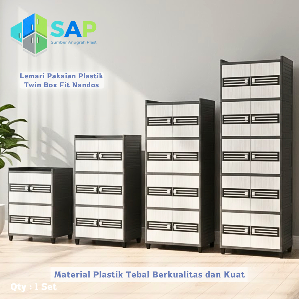 LEMARI PAKAIAN PLASTIK TWIN BOX FIT NANDOS LEMARI SUSUN 2 3 4 5