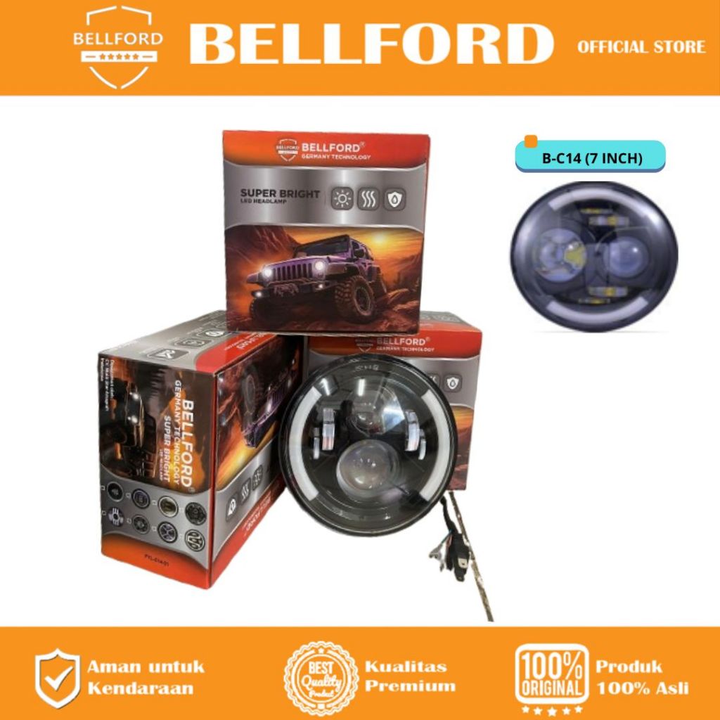 Bellford Lampu Depan Daymaker Bulat 7 inch Universal Lampu Tembak Lampu Sorot Jeep Feroza Taft Rx Ki
