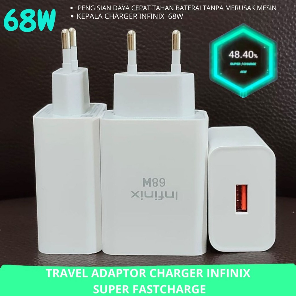 ( 68W ) travel adaptor Charger INFINIX 68 WATT / kepala charger Casan Infinix all round ORI COPOTAN 