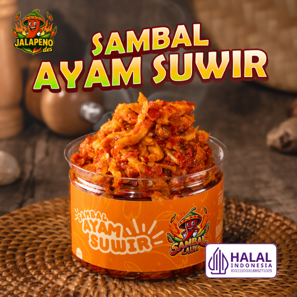 Ayam Serundeng / Ayam Suwir SAMBAL KEMASAN SIAP SAJI SAMBAL JALAPENODES  [150 Gram] - Halal SPP-IRT