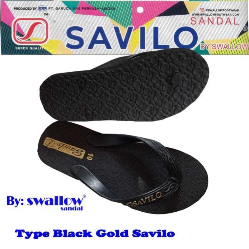 Sendal Swallow SAVILO Hitam Tipe Black Gold