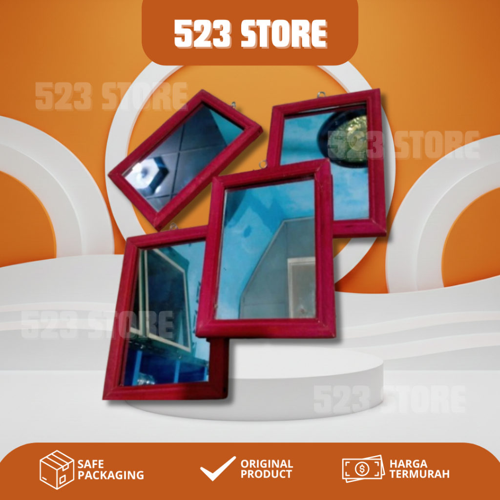Kaca Cermin Bingkai Kayu / Kaca Cermin Kotak Murah