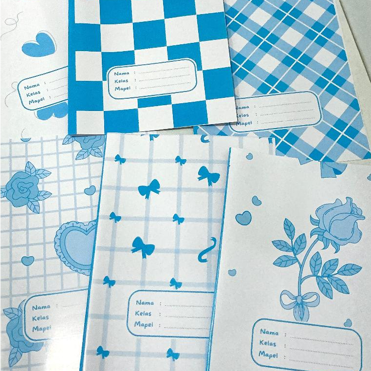 Sampul Buku Aesthetic Conquette Biru 10 Pcs Murah Anti Air