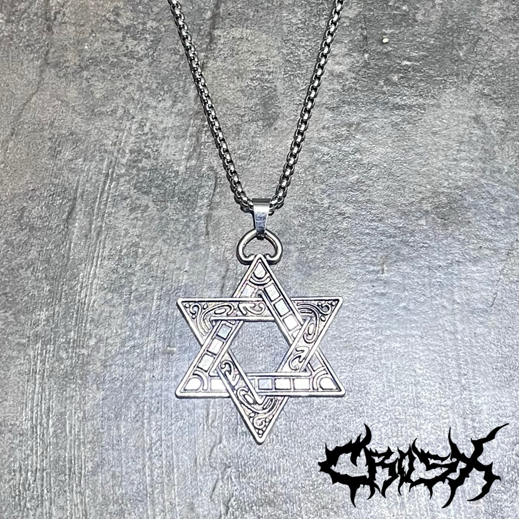 HEXAGRAM NECKLACE / STAR CROSS NECKLACE KALUNG BINTANG TENGKORAK SKULL NECKLACE / KALUNG CROSS SALIB