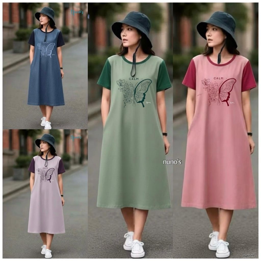 DRESS SIENNA//DASTER PENDEK KAOS NUNOS POLOS//DRESS KAOS COMBED