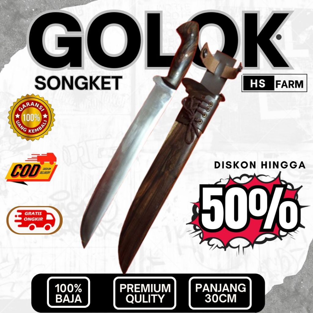 HS FARM - Golok Sembelih Songket baja per sepuh asli anti karat dan awet