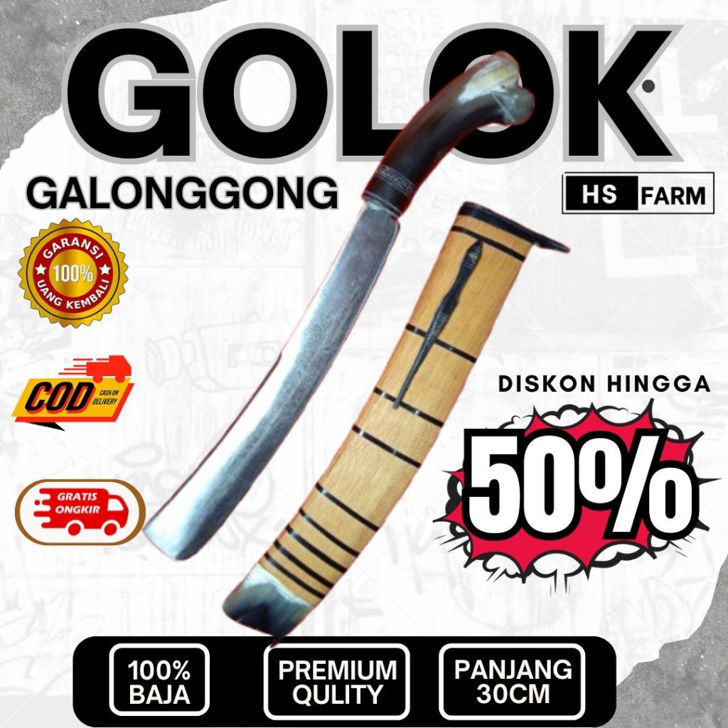 HS FARM - Golok Galonggong original ciawi baja per sepuh gagang tanduk asli awet dan nyaman