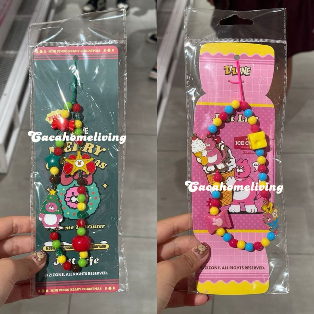 Ohsome x Zizone - Beaded Phone Charm / Phone Strap HP Pingo Cat Zizone Collections (Christmas / Dess