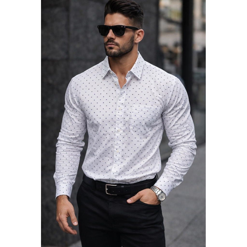 Kemeja S Oliver Putih Lengan Panjang Pria