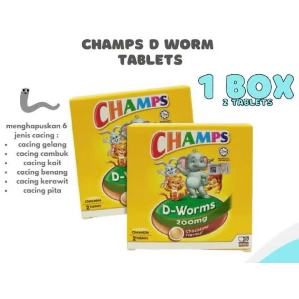 Champs D Worms 200mg Obat Cacing Original Malaysia