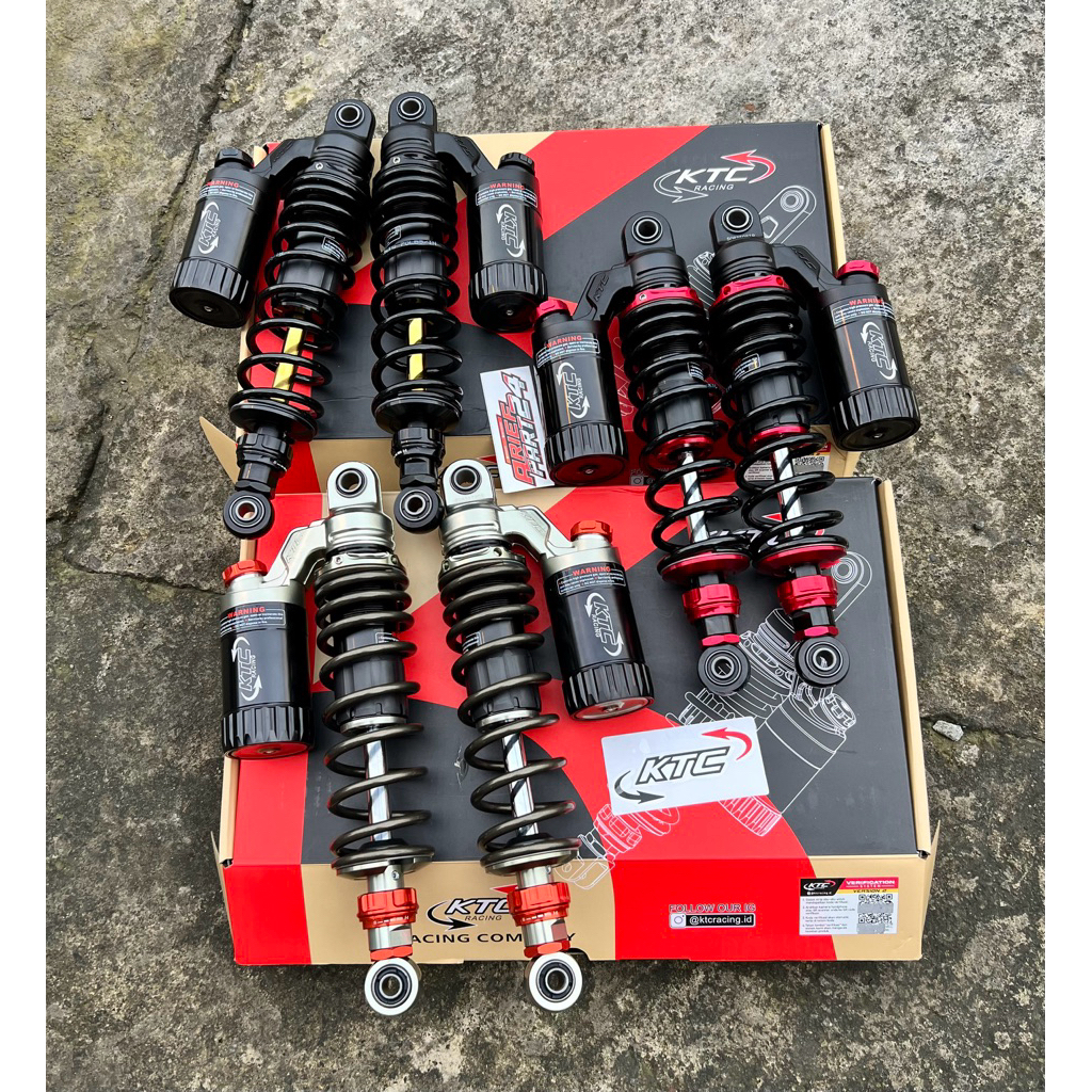 shock skok KTC EXTREME 320mm hitam as gold titanium hitam merah as gold double clik original