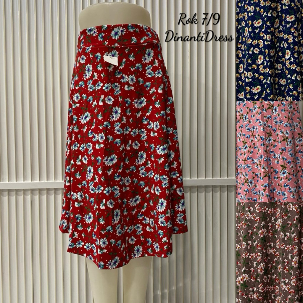 Rok Payung Wanita 7/9 Motif Bunga Kecil