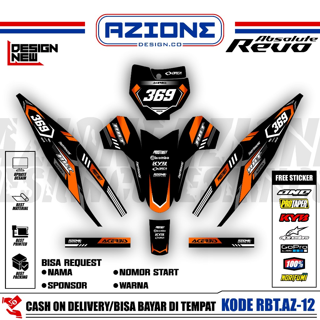 (COD) Sticker Variasi RBT/GTX REVO 110 ABSOLUTE Decal Striping Bebek Modif RBT, REVO.ABS-12