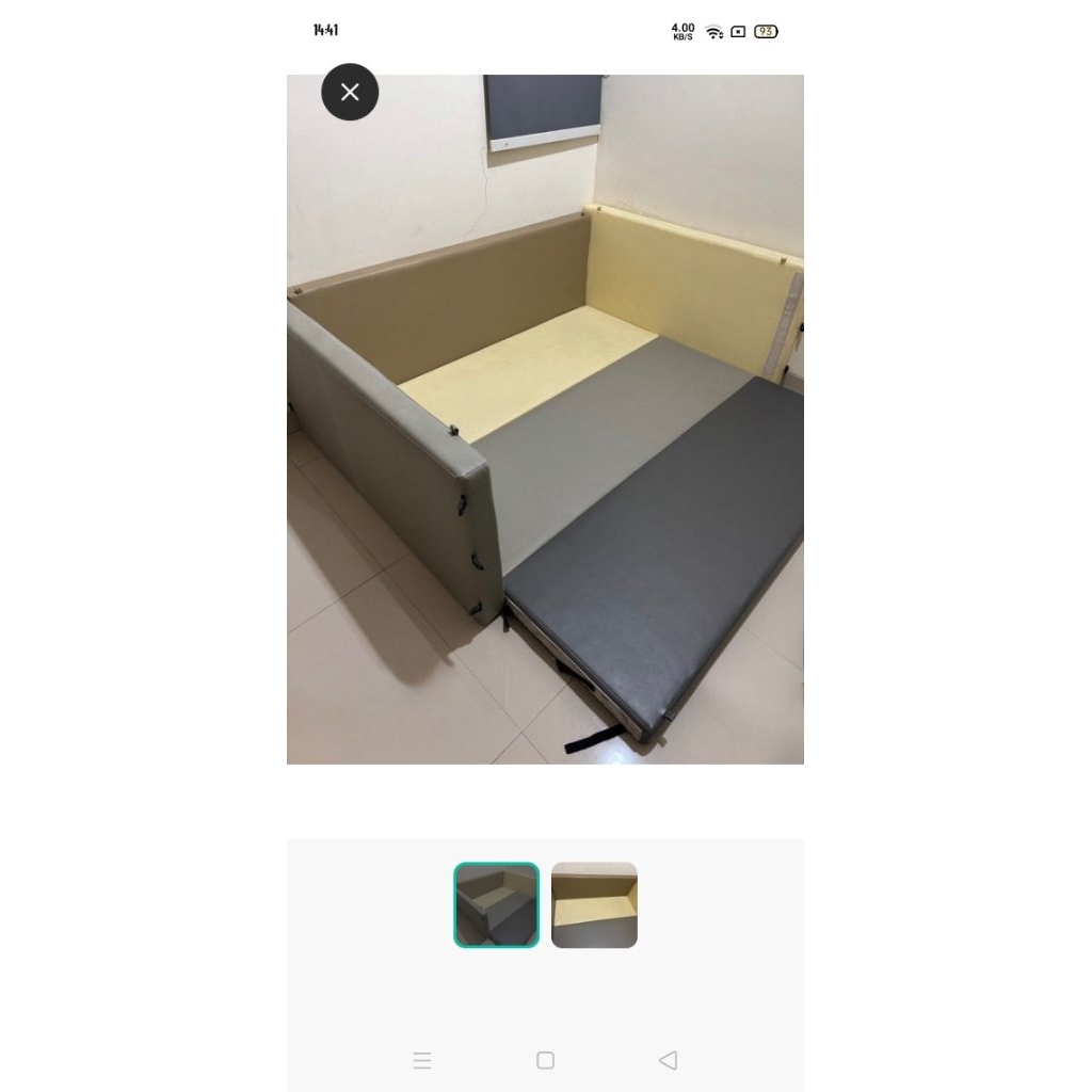 PRELOVED Bumper Bed Little Hippo Large French Grey