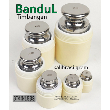 Bandul Timbangan Di Wadah / Anak Timbangan Stainless / Kalibrasi Gram / Satuan Bandul Timbangan