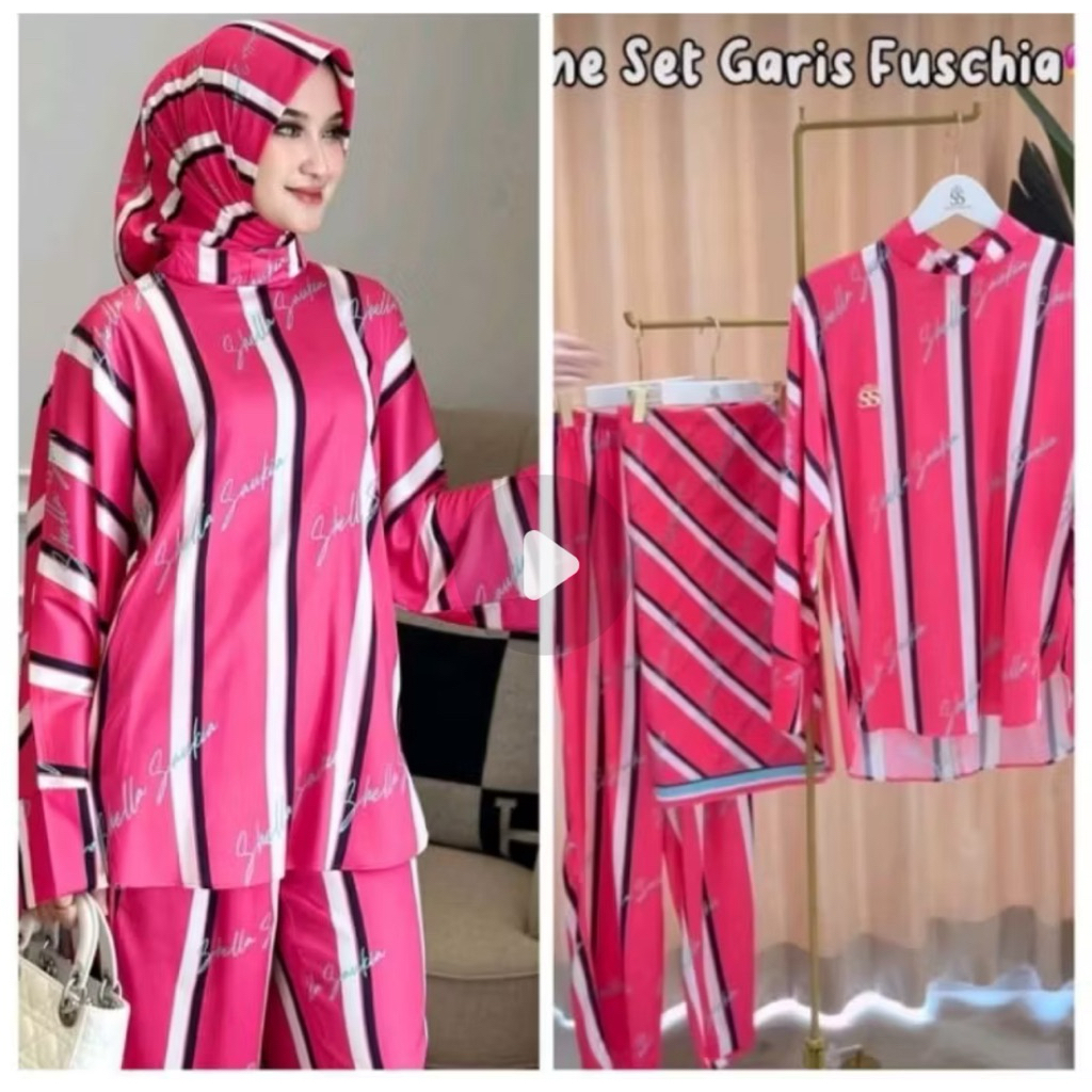 SHELLASAUKIA SETELAN TUNIK SET HIJAB FUCHSIA
