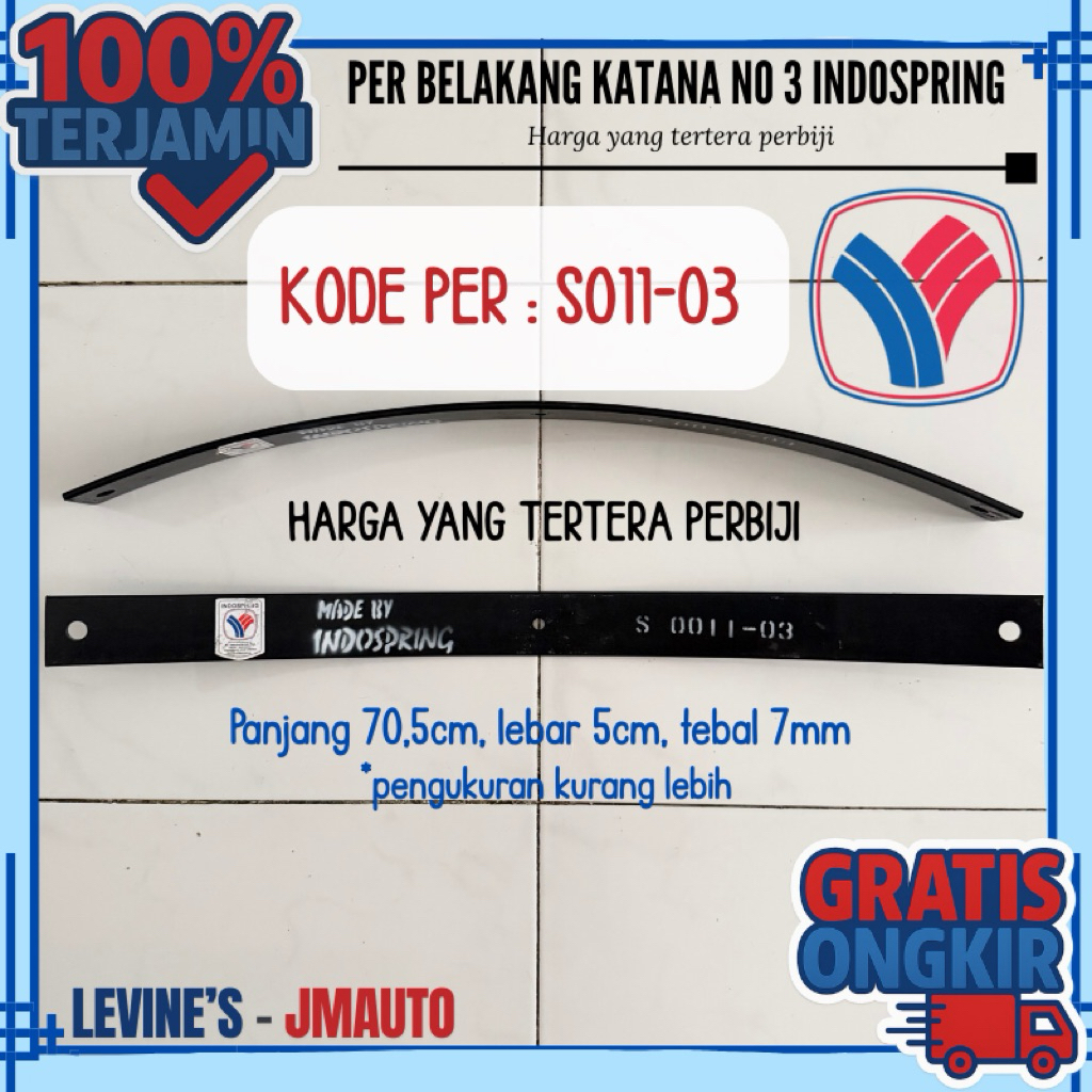 per belakang katana no 3 s011-03 merk indospring / per katana belakang nomor 3 / per jimny katana be