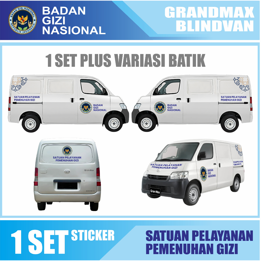 sticker mobil sppg / stiker mobil gizi / stiker mobil pelayanan gizi / stiker mobil zppg grandmax / 