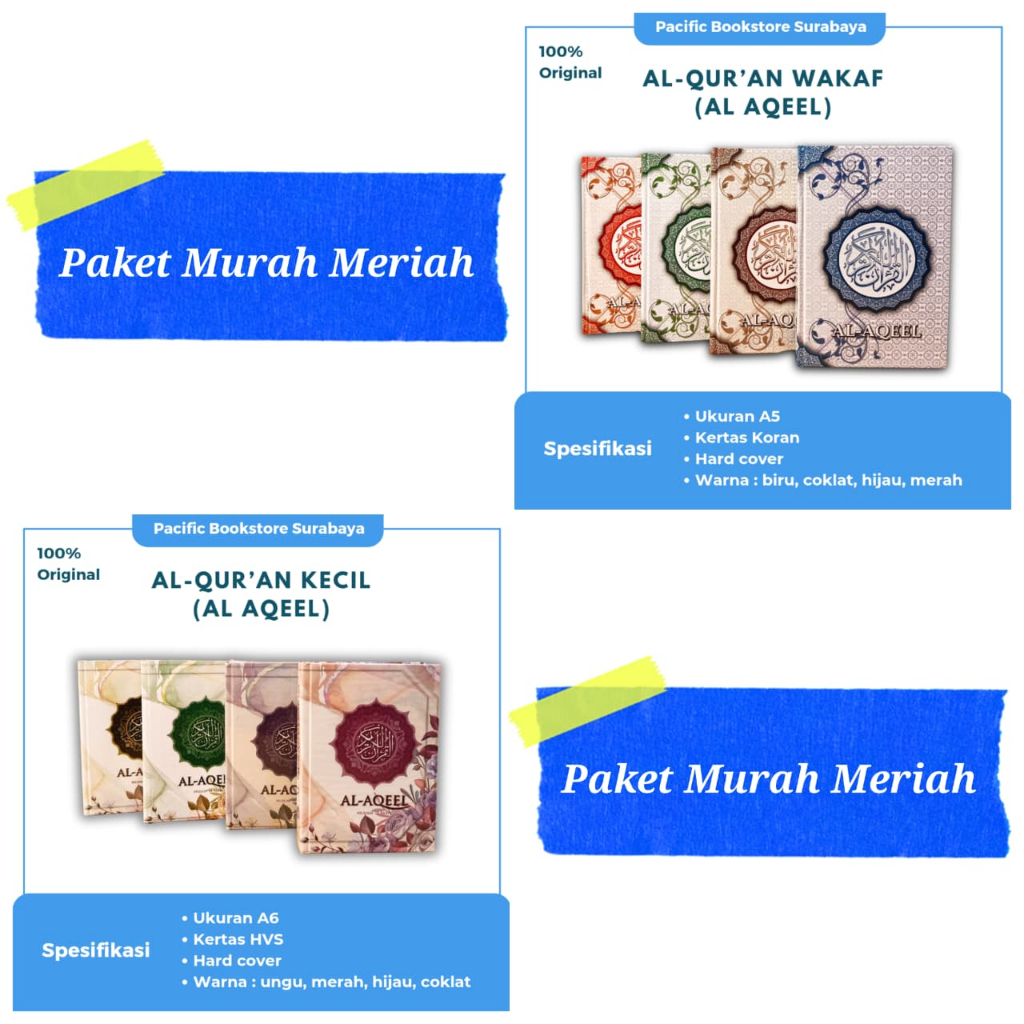 PAKET MURAH ALQURAN AL AQEEL MUSHAF NON TERJEMAHAN | SURABAYA | al quran Wakaf/Shodaqoh hadiah hampe
