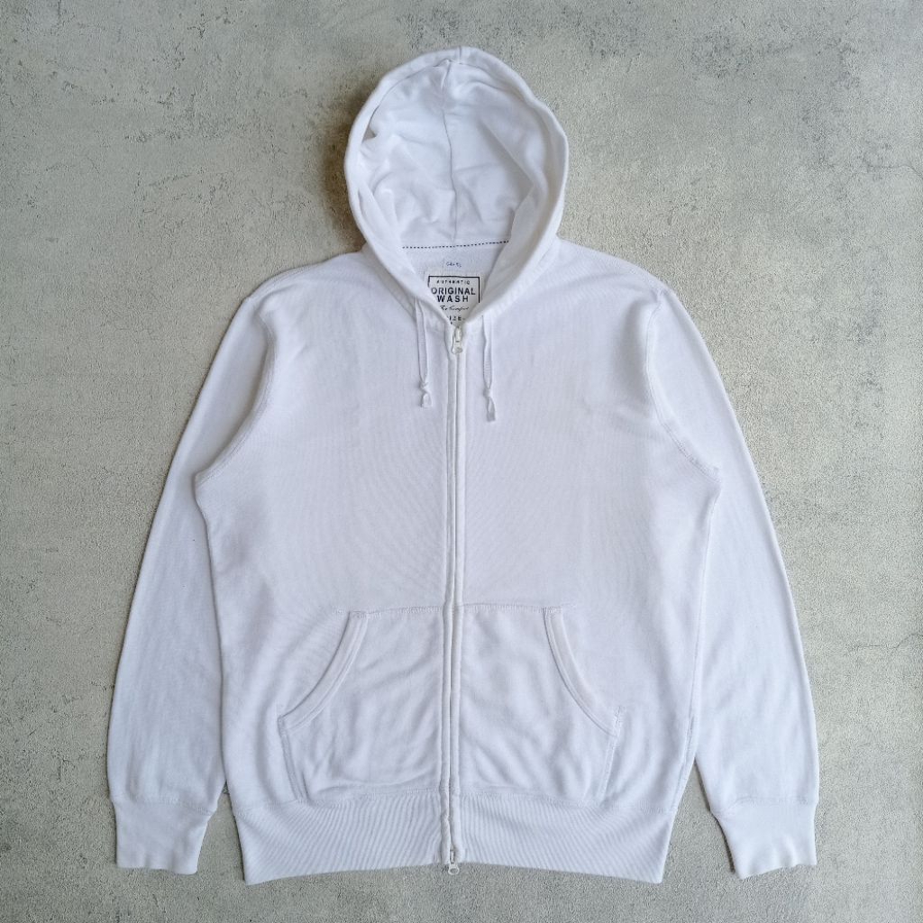 Hoodie Uniqlo Ziper Original Wash Putih L