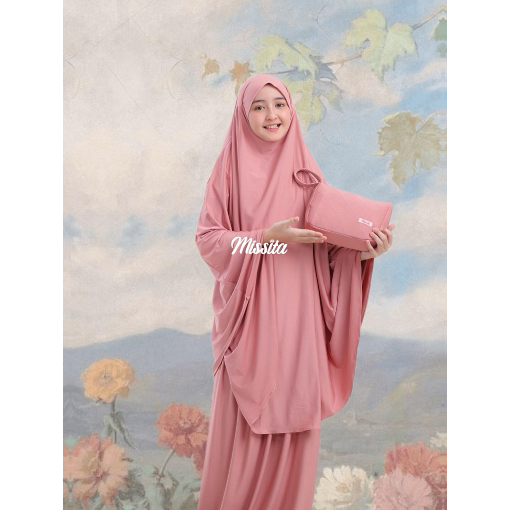 Missita - Mukena jersey anak perempuan tanggung terbaru model bisa cadar niqab bahan adem dan nyaman