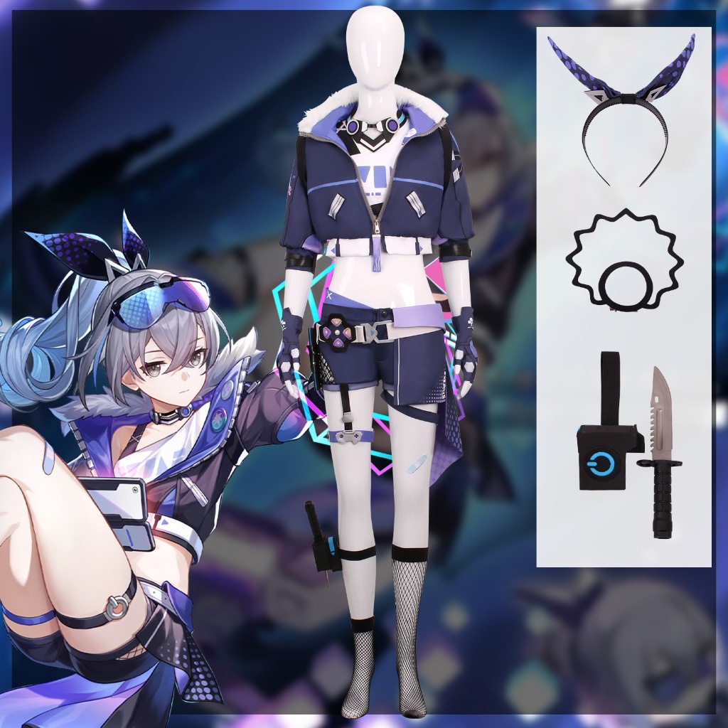 Silver Wolf Honkai Star Rail Costume Cosplay Game Uniform Glasses Star Hunter Hacker Halloween Party