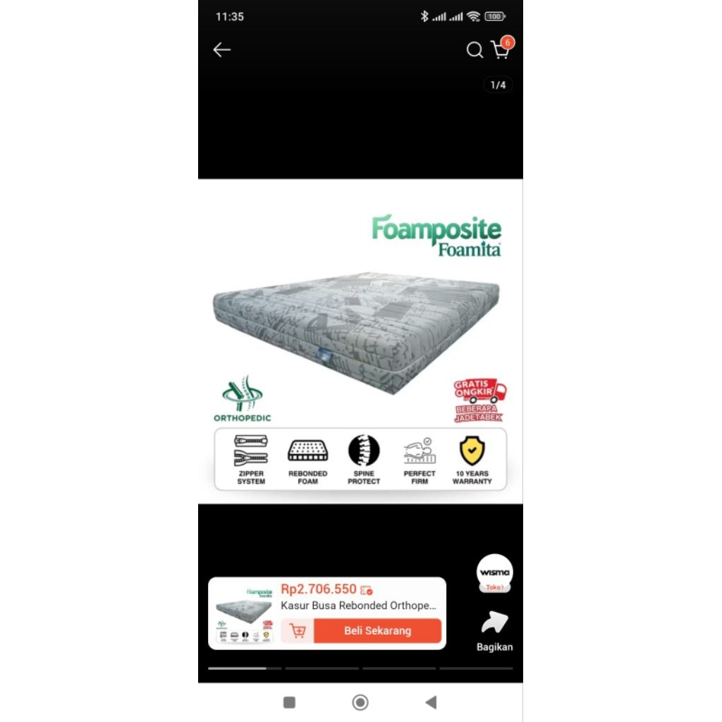 Kasur Busa Rebounded Foamita Hard 160x200