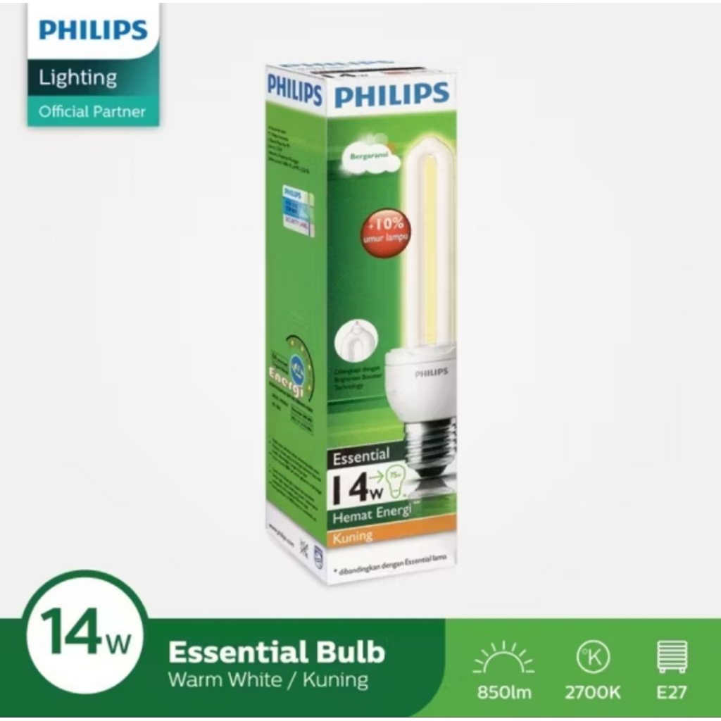 Lampu Philips Essential 14 Watt | Cahaya Kuning Warm White E27