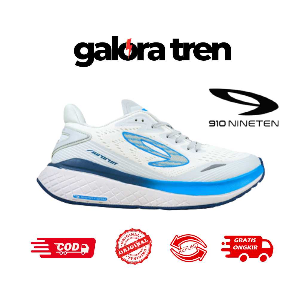AURORUN PUTIH NAVY BIRU 910 NINETEN/SEPATU LARI AURORUN 910/SEPATU PUTIH/AURORUN 910