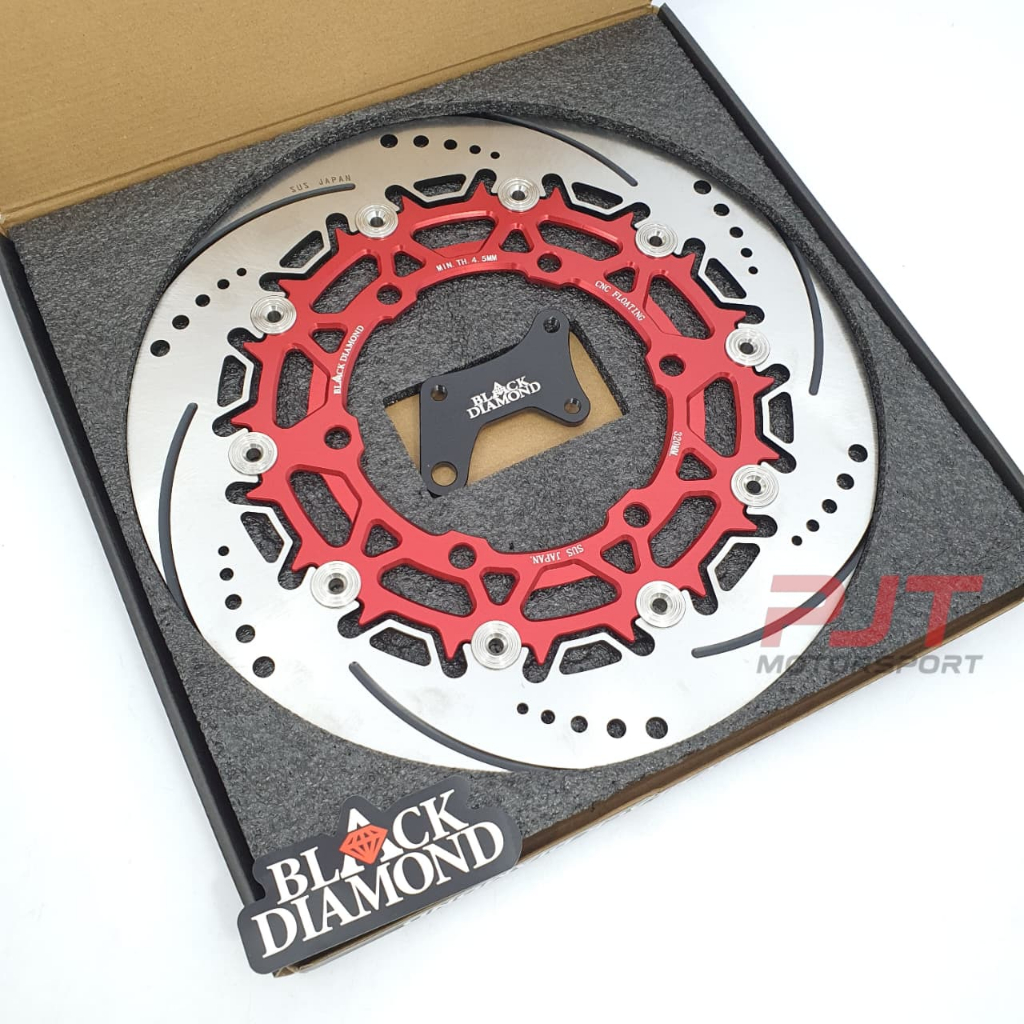 PIRINGAN CAKRAM DEPAN BLACK DIAMOND 320MM NINJA RR NINJA 150RR NINJA 250 KARBU FLOATING CNC ALUMUNIU